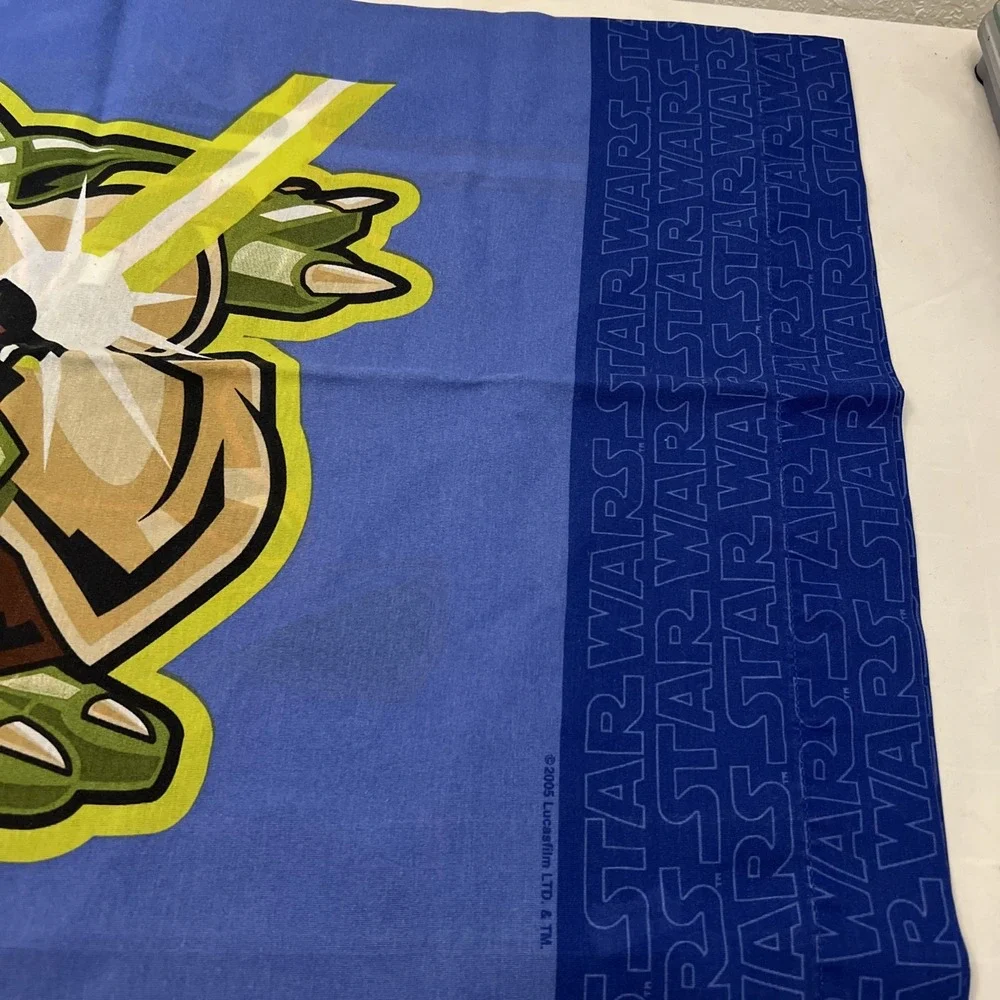Vintage Star Wars One Pillowcase Darth Vader YODA 2005 Blue 29.5
